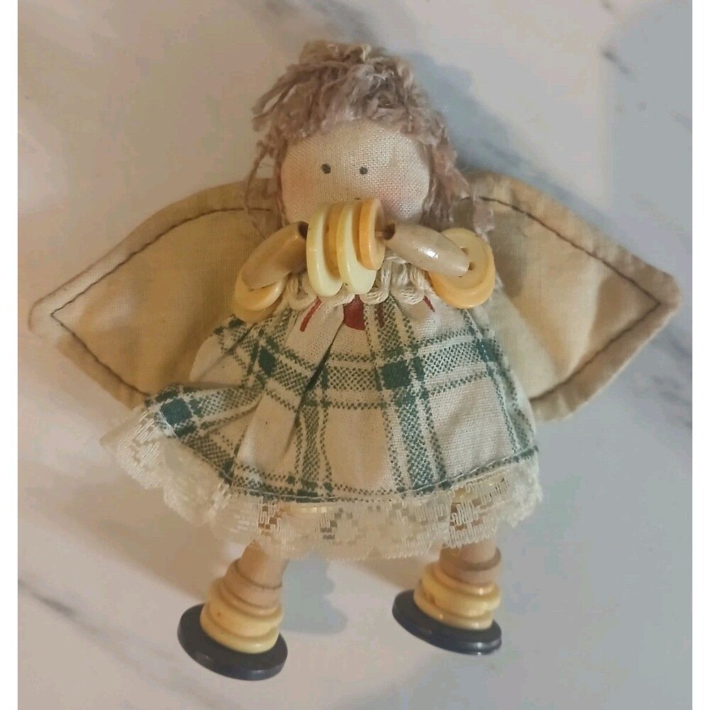 Vintage Hand Made Button Doll Fridge Magnet